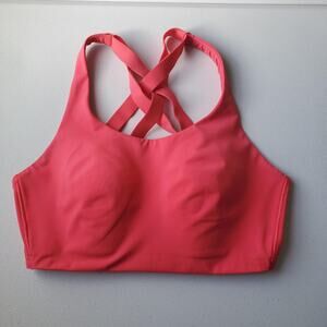 Lululemon Sports Bra Womens 34DD Pink Crossback Hook Eye High Support Yoga